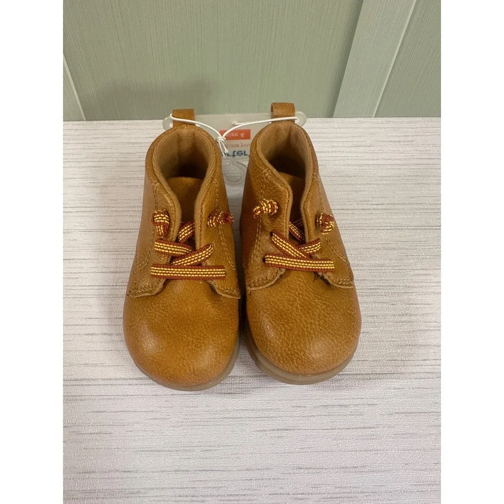Carters Just One You Size 4 Kyrie-B Tan Faux Leather Chukka Boots Kids NEW